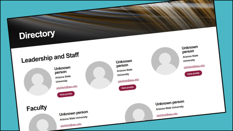 A screen shot of a problematic directory page displaying unknown profiles